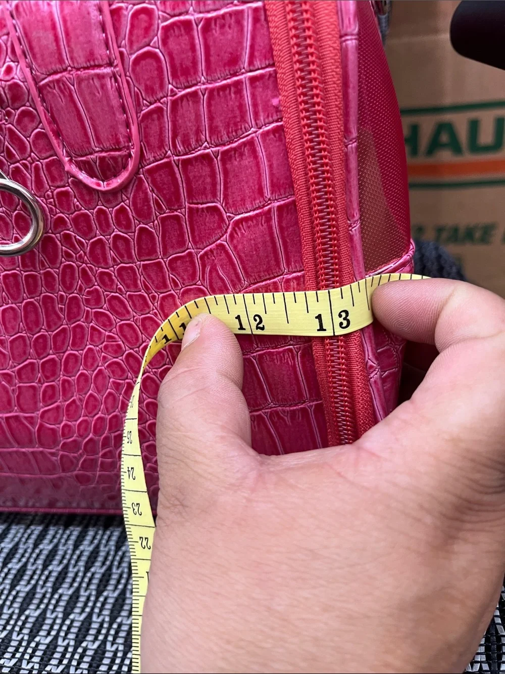 Hot Pink Faux Croc Small Pet Carrier with Dual Handles